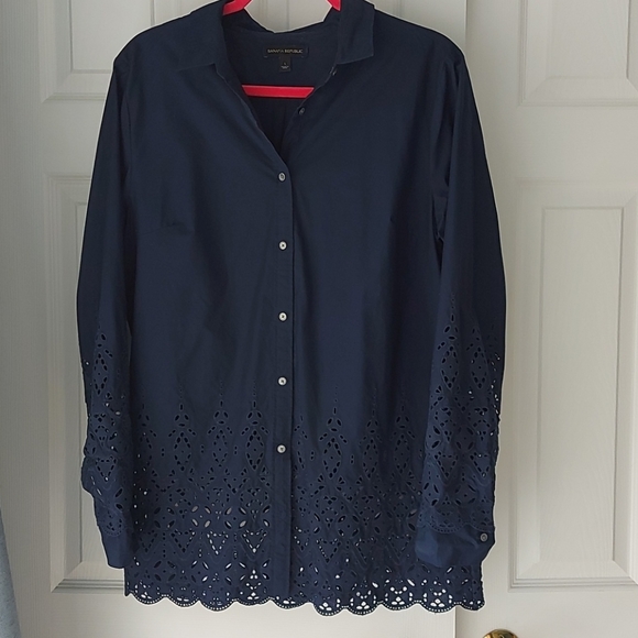 Banana Republic navy blue tunic shirt - Picture 1 of 9